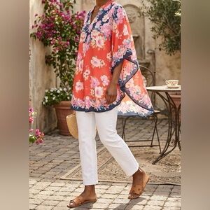 Tolani boho floral kaftan tunic v-neck wide arm modal large beach resort wear